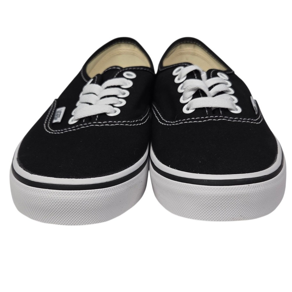 Vans Authentic Shoes Womens 8 Mens 6.5 Black White Canvas Low Top  Sneakers NWB - Picture 6 of 10